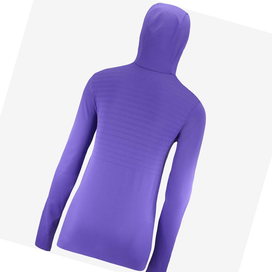 Salomon ESSENTIAL SEAMLESS Kapucnis Pulóver Női Lila | HU 3094BEX